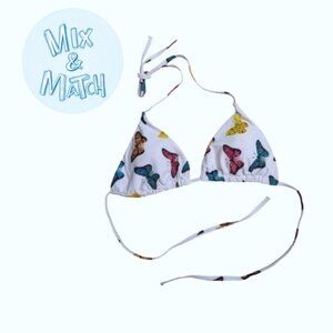 Y2K Bedazzled Butterflies Triangle Bikini Top Size Medium